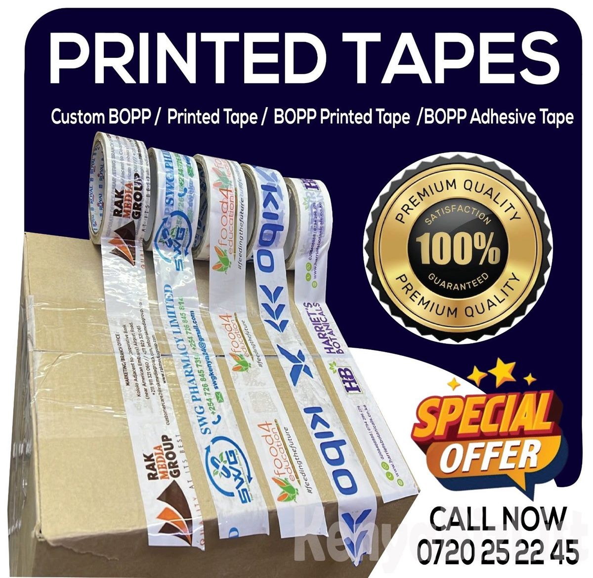 Durable, Vibrant Custom Printed Packing Tapes for Sale in Nairobi