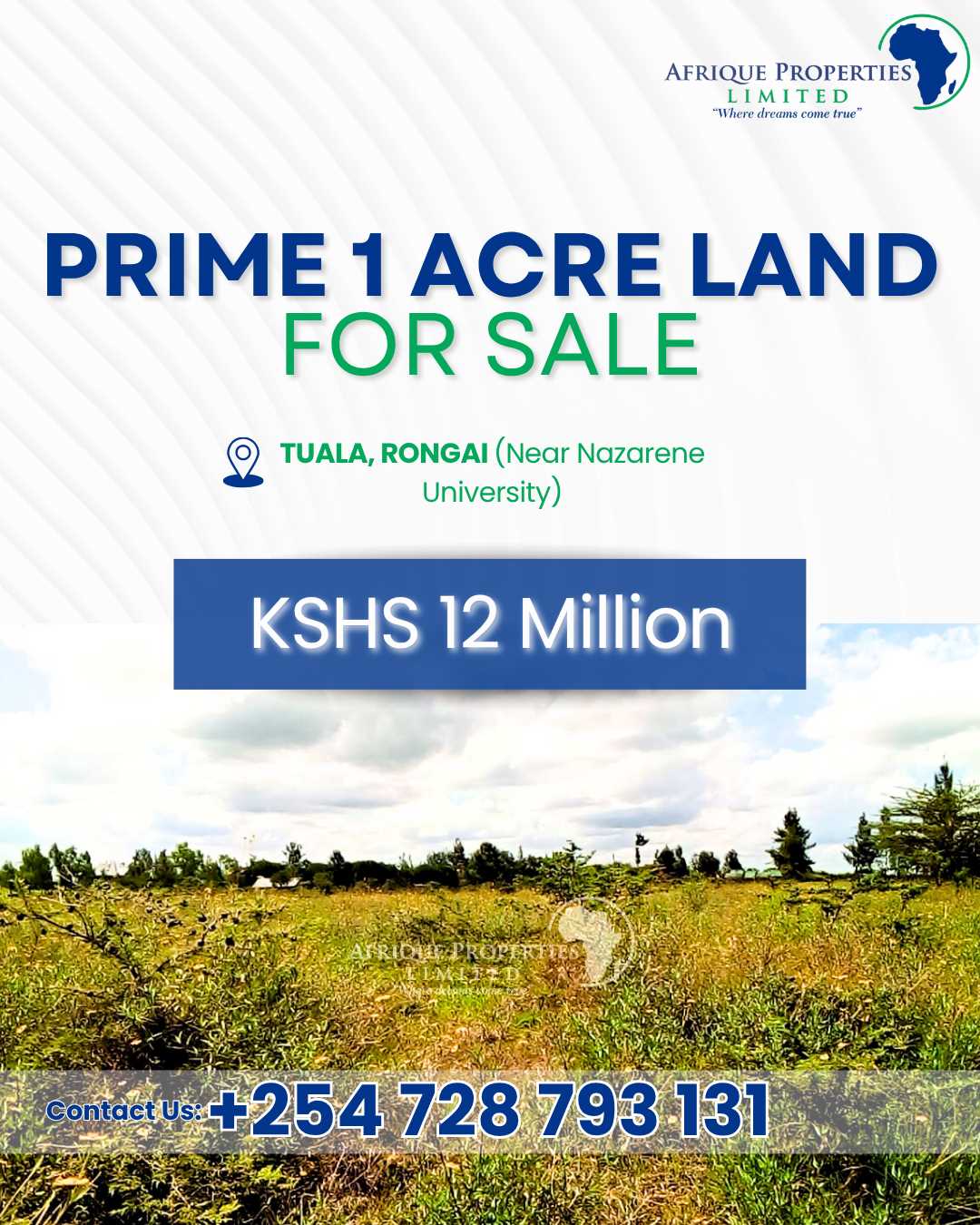 Prime 1 Acre Land For Sale Near Nazareth, Tuala in Rongai (Kenya)