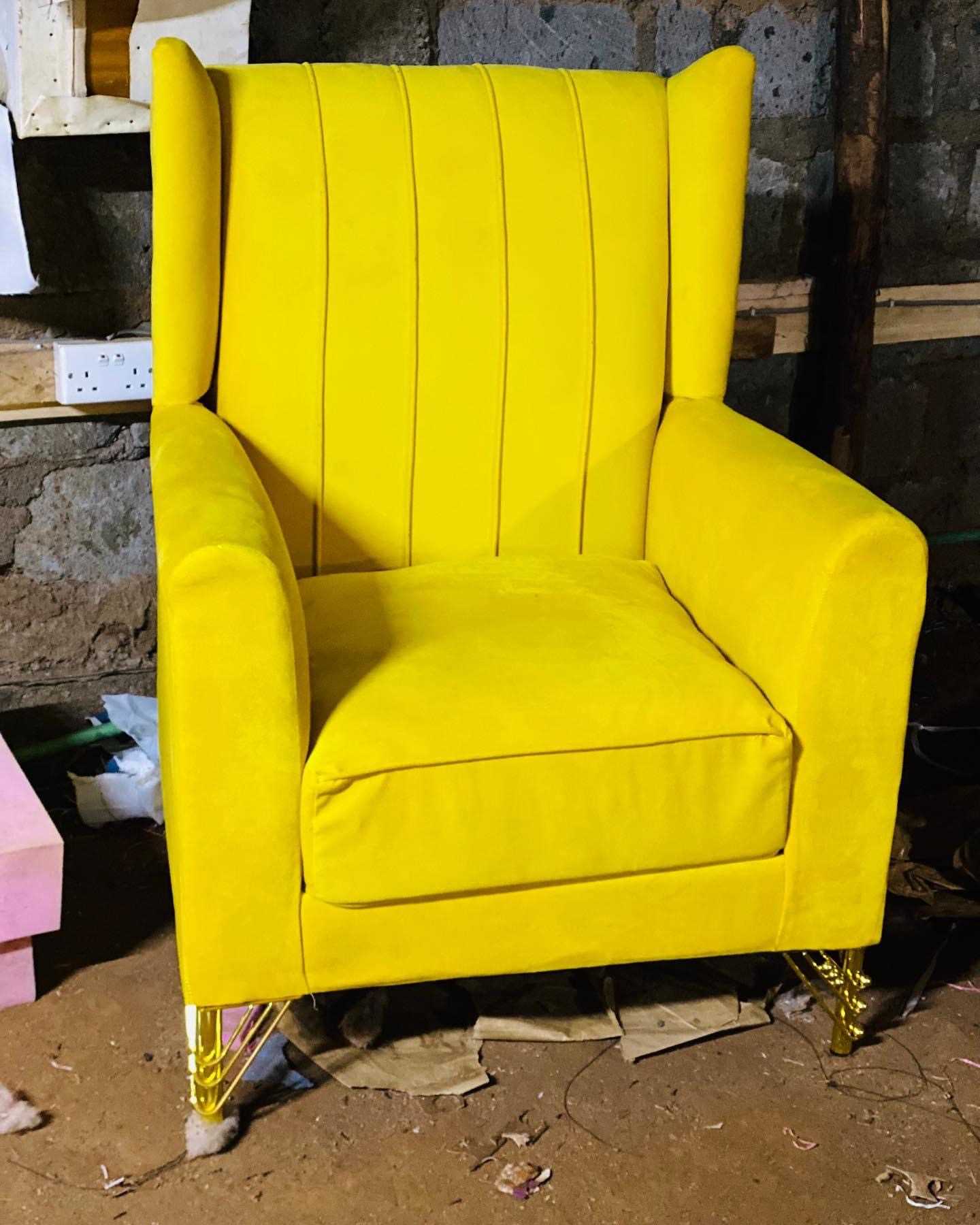 Yellow wing chair for sale