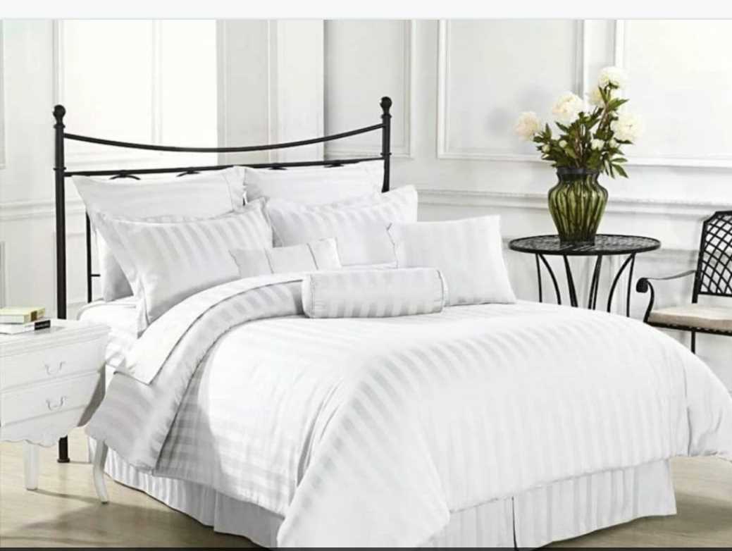 White Beddings Cotton All Stripped