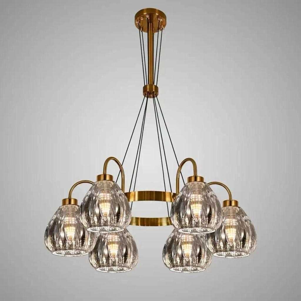 Elegant 6-Head Glass Pendant Chandelier