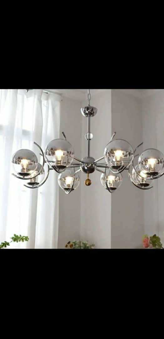 Modern Chrome Globe Chandelier – 8 Light