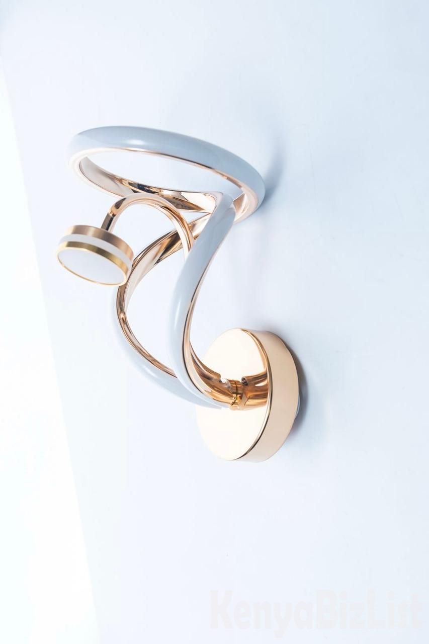 Modern Artistic LED Wall Light – Gold & White Finish