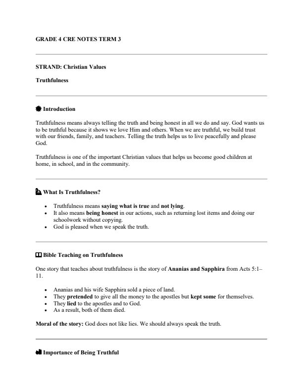 Grade 4 CRE Notes Term 3