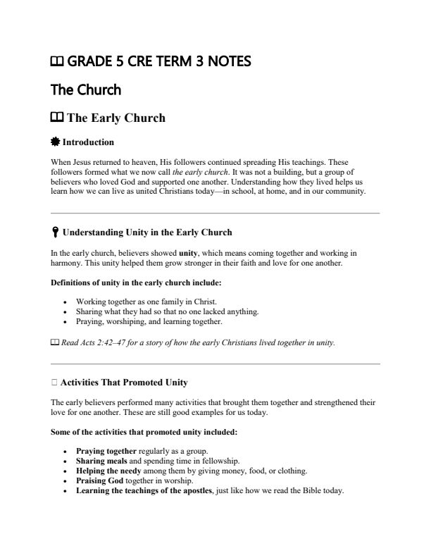 Grade 5 CRE Notes Term 3