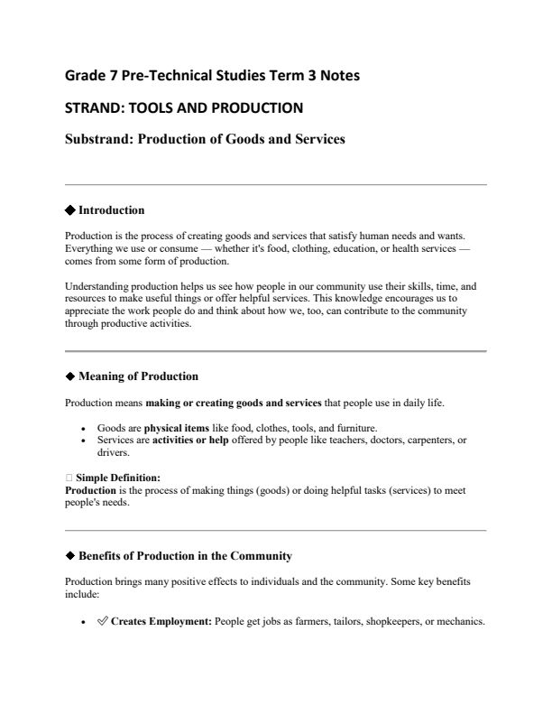 Grade 7 Pre Technical Studies Notes Term 3