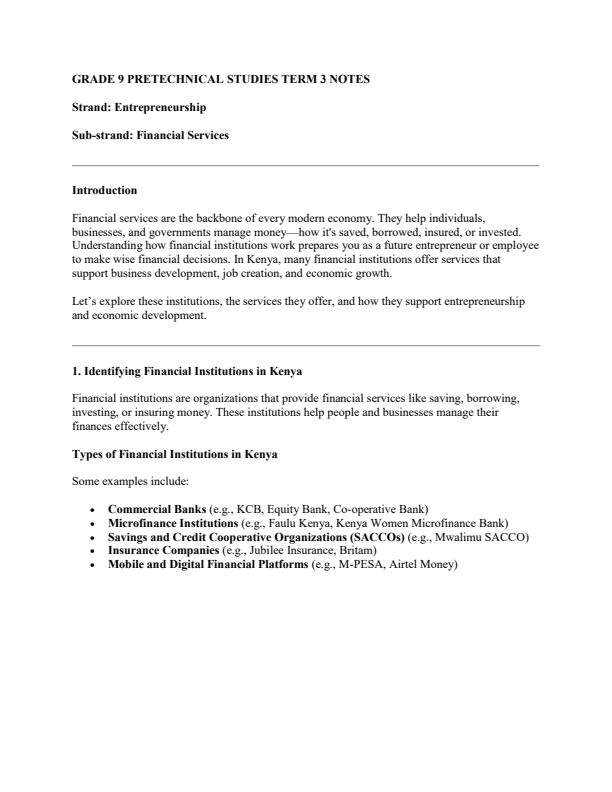 Grade 9 Pre-Technical Studies Notes Term 3