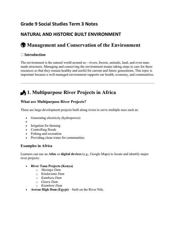 Grade 9 Social Studies Notes Term 3